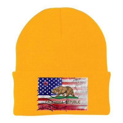 Vintage USA California Republic Flag Knit Cap Winter Beanie