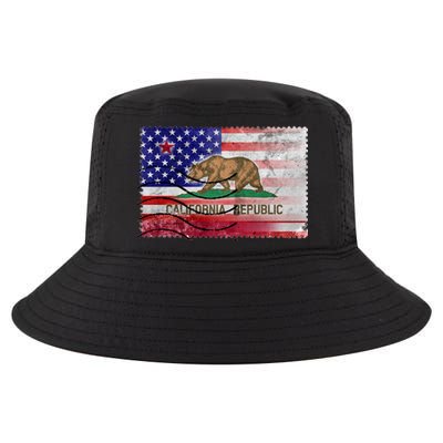 Vintage USA California Republic Flag Cool Comfort Performance Bucket Hat