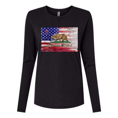 Vintage USA California Republic Flag Womens Cotton Relaxed Long Sleeve T-Shirt