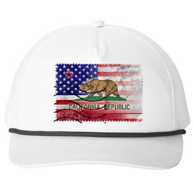 Vintage USA California Republic Flag Snapback Five-Panel Rope Hat