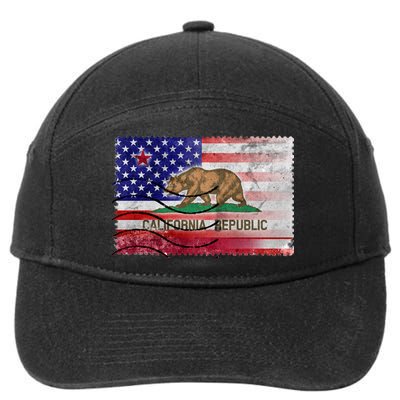 Vintage USA California Republic Flag 7-Panel Snapback Hat