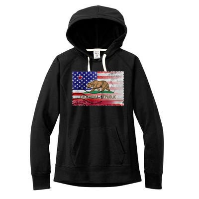 Vintage USA California Republic Flag Women's Fleece Hoodie