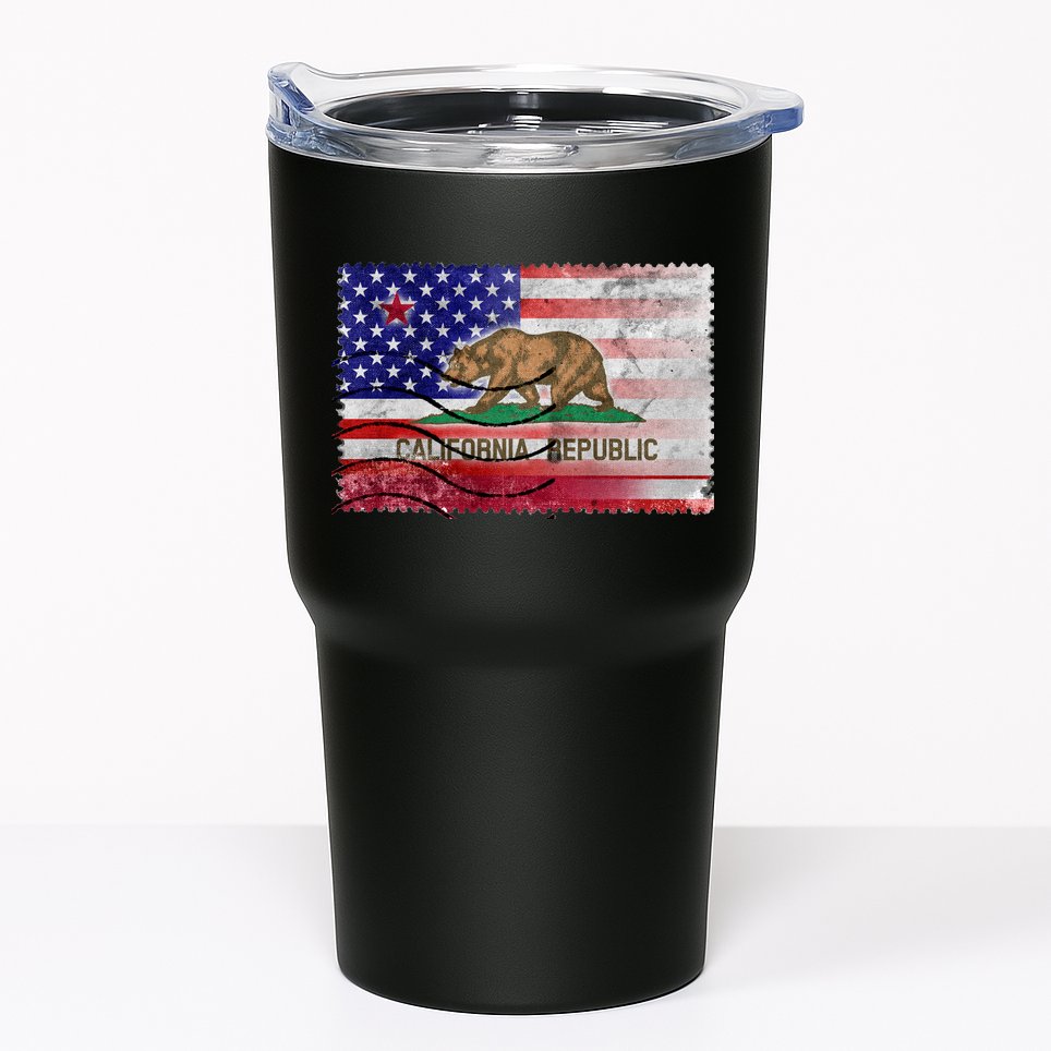 Vintage USA California Republic Flag Tumbler