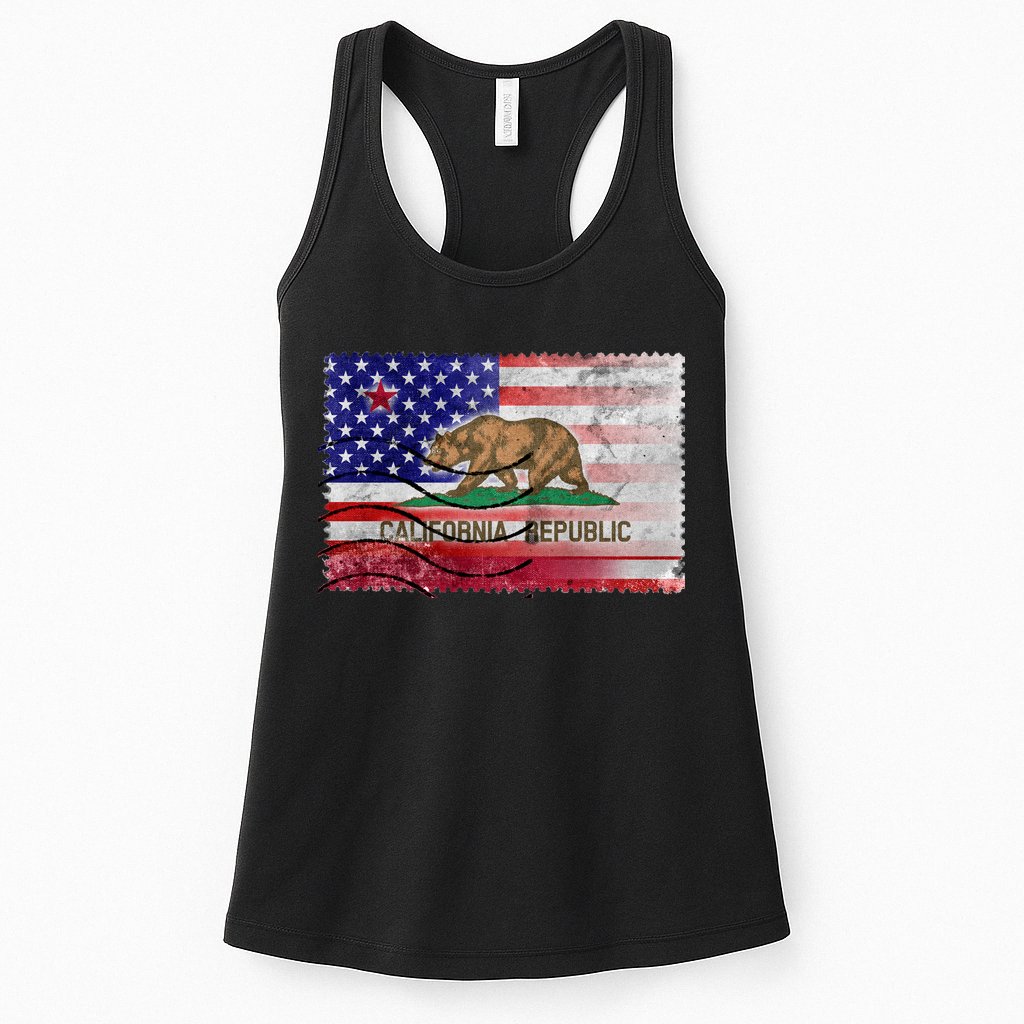 Vintage USA California Republic Flag Womens Tank Top
