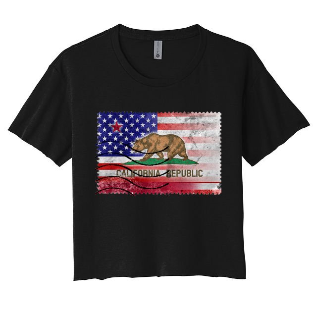 Vintage USA California Republic Flag Crop Top