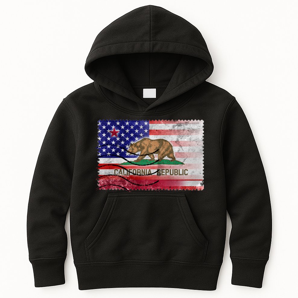 Vintage USA California Republic Flag Kids Hoodie