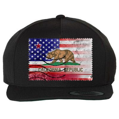 Vintage USA California Republic Flag Wool Snapback Cap