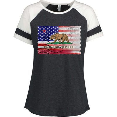 Vintage USA California Republic Flag Enza Ladies Jersey Colorblock Tee