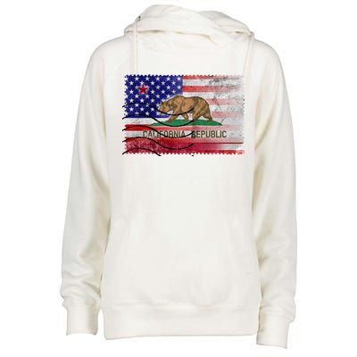 Vintage USA California Republic Flag Womens Funnel Neck Pullover Hood