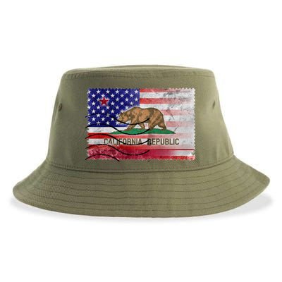 Vintage USA California Republic Flag Sustainable Bucket Hat