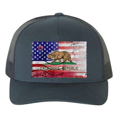 Vintage USA California Republic Flag Yupoong Adult 5-Panel Trucker Hat