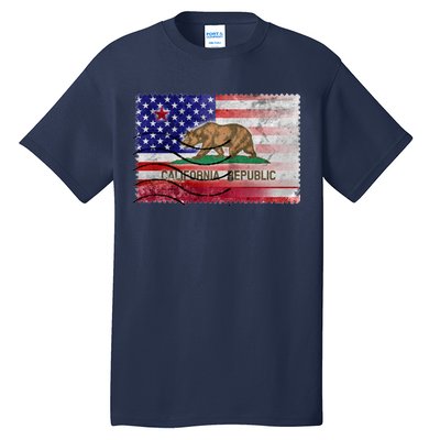 Vintage USA California Republic Flag Tall T-Shirt