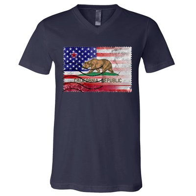 Vintage USA California Republic Flag V-Neck T-Shirt