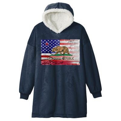 Vintage USA California Republic Flag Hooded Wearable Blanket