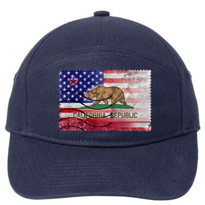 Vintage USA California Republic Flag 7-Panel Snapback Hat