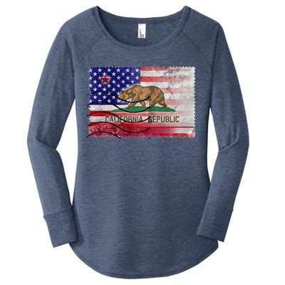 Vintage USA California Republic Flag Women's Perfect Tri Tunic Long Sleeve Shirt