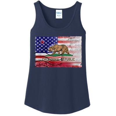 Vintage USA California Republic Flag Ladies Essential Tank