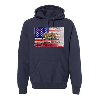 Vintage USA California Republic Flag Premium Hoodie