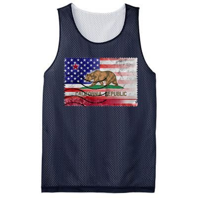 Vintage USA California Republic Flag Mesh Reversible Basketball Jersey Tank