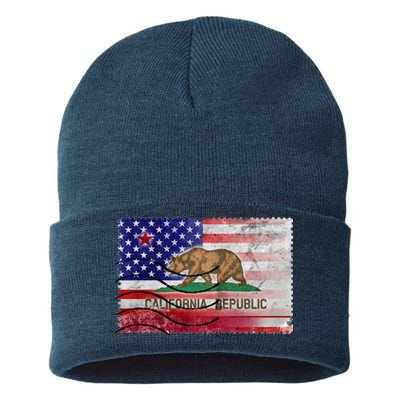 Vintage USA California Republic Flag Sustainable Knit Beanie