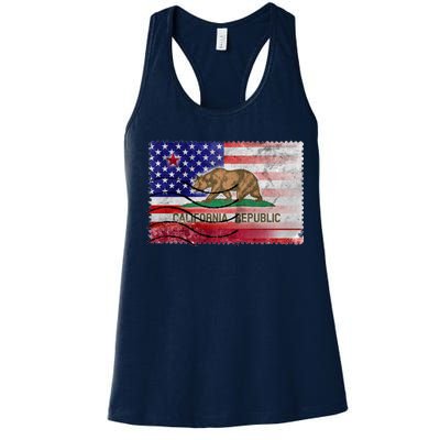 Vintage USA California Republic Flag Women's Racerback Tank