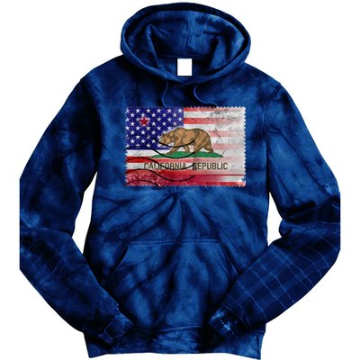 Vintage USA California Republic Flag Tie Dye Hoodie