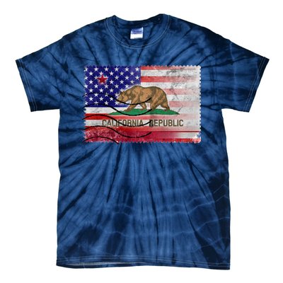 Vintage USA California Republic Flag Tie-Dye T-Shirt