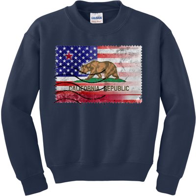 Vintage USA California Republic Flag Kids Sweatshirt