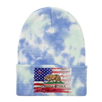 Vintage USA California Republic Flag Tie Dye 12in Knit Beanie