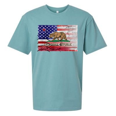 Vintage USA California Republic Flag Sueded Cloud Jersey T-Shirt