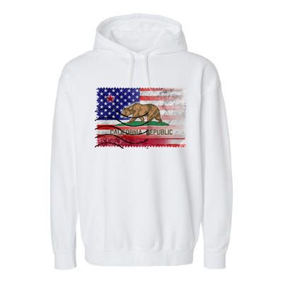 Vintage USA California Republic Flag Garment-Dyed Fleece Hoodie