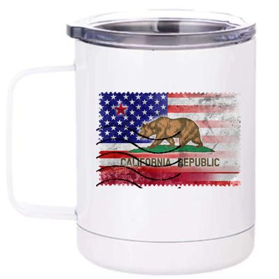 Vintage USA California Republic Flag 12 oz Stainless Steel Tumbler Cup