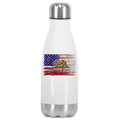 Vintage USA California Republic Flag Stainless Steel Insulated Water Bottle