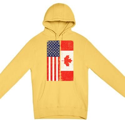 Vintage USA Canadian Flag Premium Pullover Hoodie