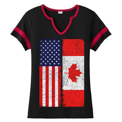 Vintage USA Canadian Flag Ladies Halftime Notch Neck Tee