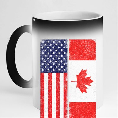 Vintage USA Canadian Flag 11oz Black Color Changing Mug