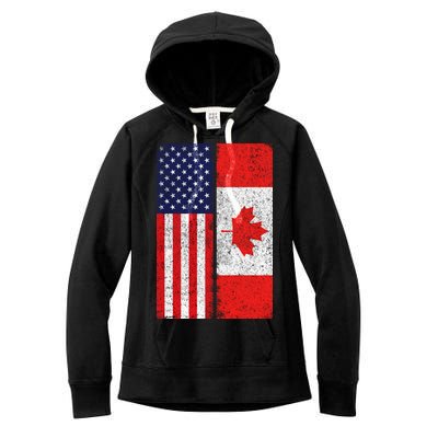 Vintage USA Canadian Flag Women's Fleece Hoodie