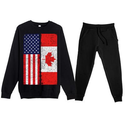 Vintage USA Canadian Flag Premium Crewneck Sweatsuit Set