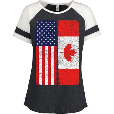 Vintage USA Canadian Flag Enza Ladies Jersey Colorblock Tee