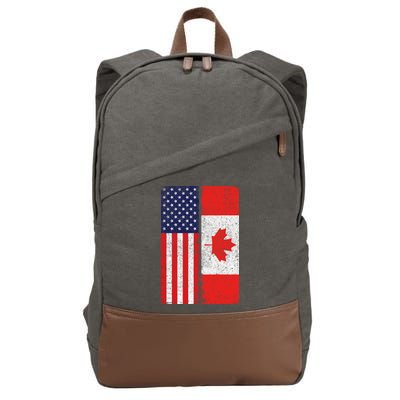 Vintage USA Canadian Flag Cotton Canvas Backpack