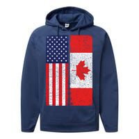 Vintage USA Canadian Flag Performance Fleece Hoodie