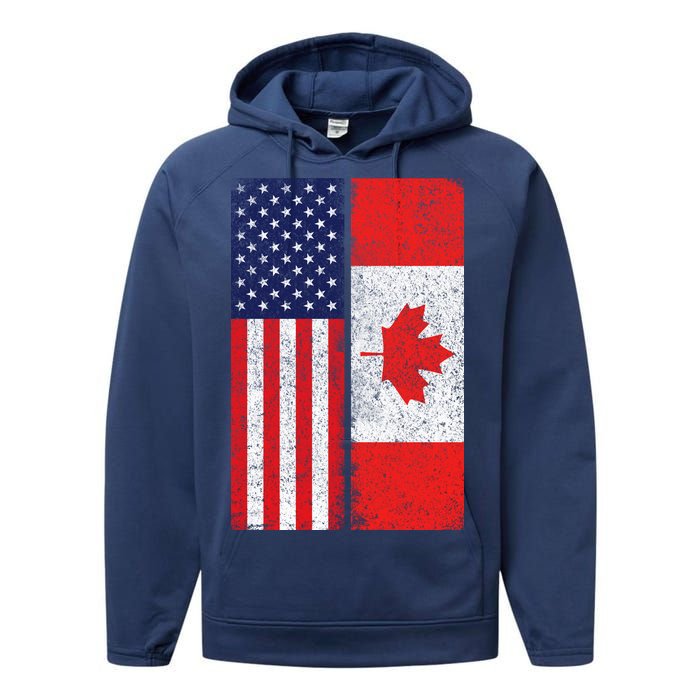 Vintage USA Canadian Flag Performance Fleece Hoodie