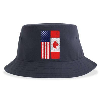 Vintage USA Canadian Flag Sustainable Bucket Hat