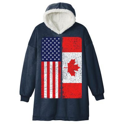 Vintage USA Canadian Flag Hooded Wearable Blanket