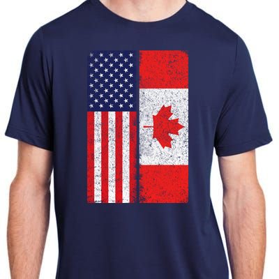 Vintage USA Canadian Flag Adult ChromaSoft Performance T-Shirt