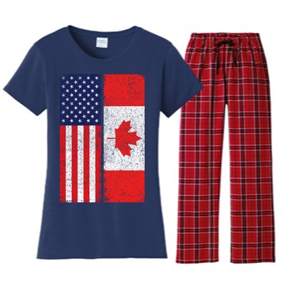 Vintage USA Canadian Flag Women's Flannel Pajama Set