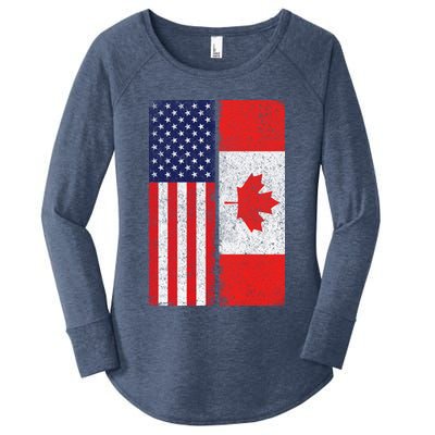 Vintage USA Canadian Flag Women's Perfect Tri Tunic Long Sleeve Shirt