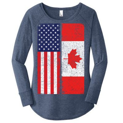 Vintage USA Canadian Flag Women's Perfect Tri Tunic Long Sleeve Shirt