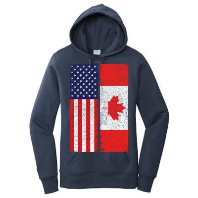 Vintage USA Canadian Flag Women's Pullover Hoodie