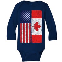 Vintage USA Canadian Flag Baby Long Sleeve Bodysuit